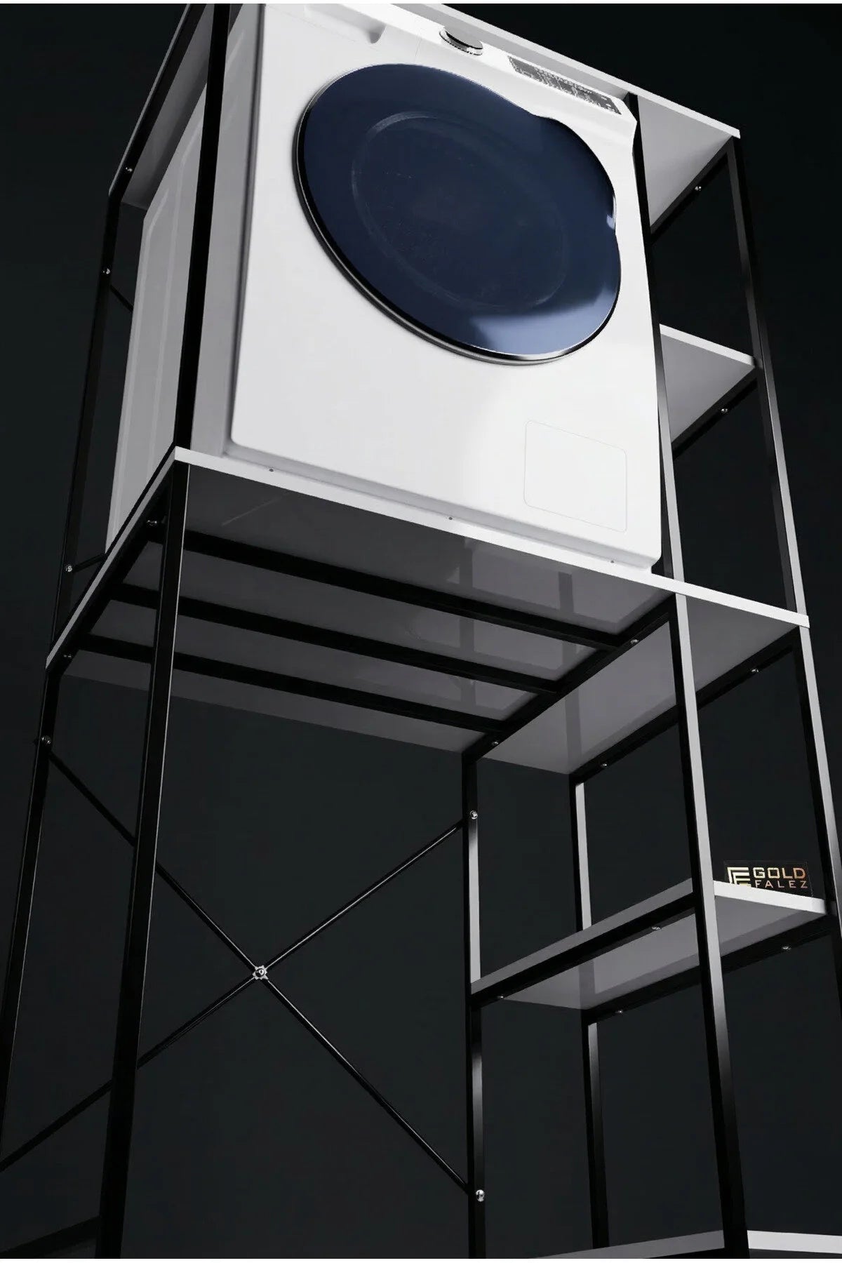 Washing Machine Cabinet Side Shelf Metal Bathroom Organizer Multi Tier 264 Black – image 4