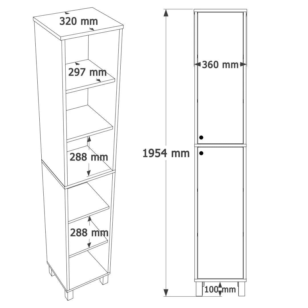 Çok amaçlı dolap Nord Mutfak kileri Banyo dolabı 195cm Sepetli-beyaz ND12-SW – изображение 7