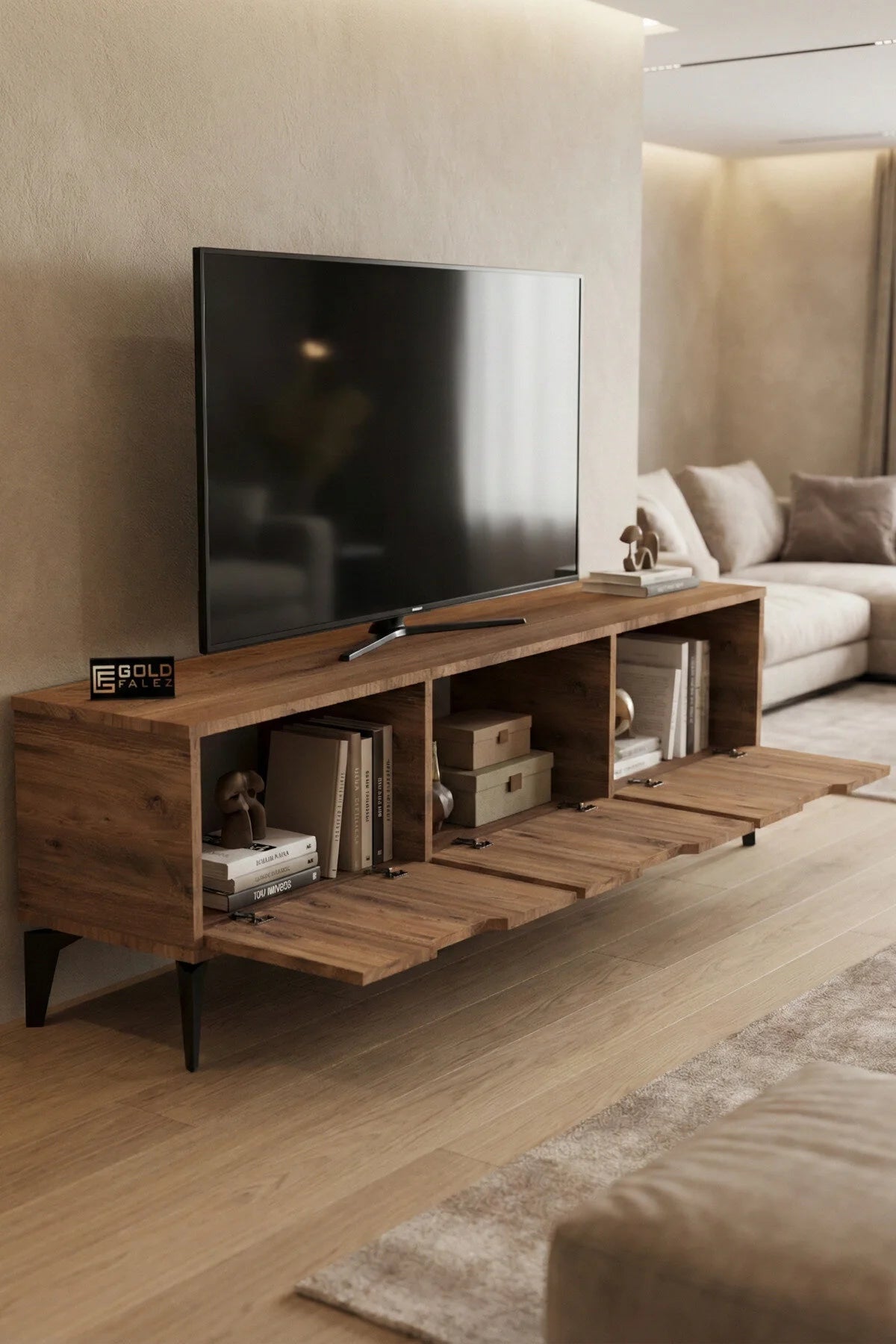 Поставка за телевизор Royal ПДЧ Кафяво 160x35 – görsel 6
