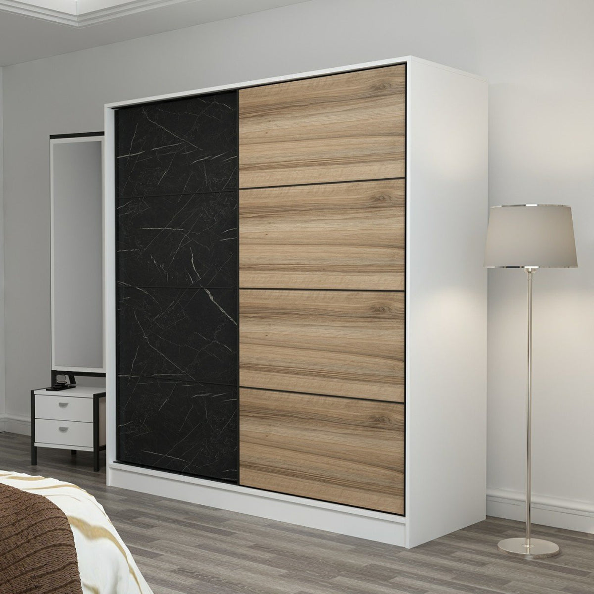 Kale210Y 2K плъзгащ се гардероб 220G - Byz Royal Marble златист – görsel 3