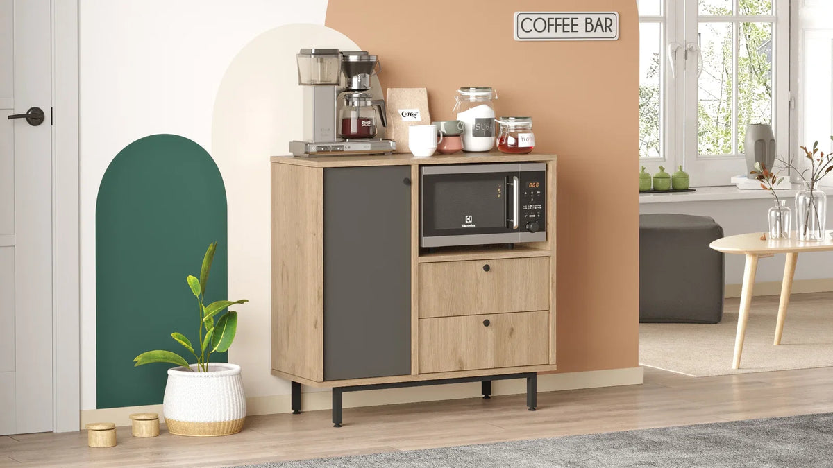 Серия Royce Coffee Corner Многофункционален шкаф Кухненски шкаф Кошница-антрацит – görsel 5