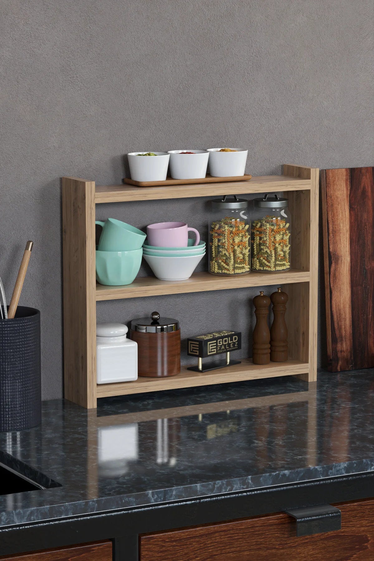 Органайзер за плот с 3 рафта Орех