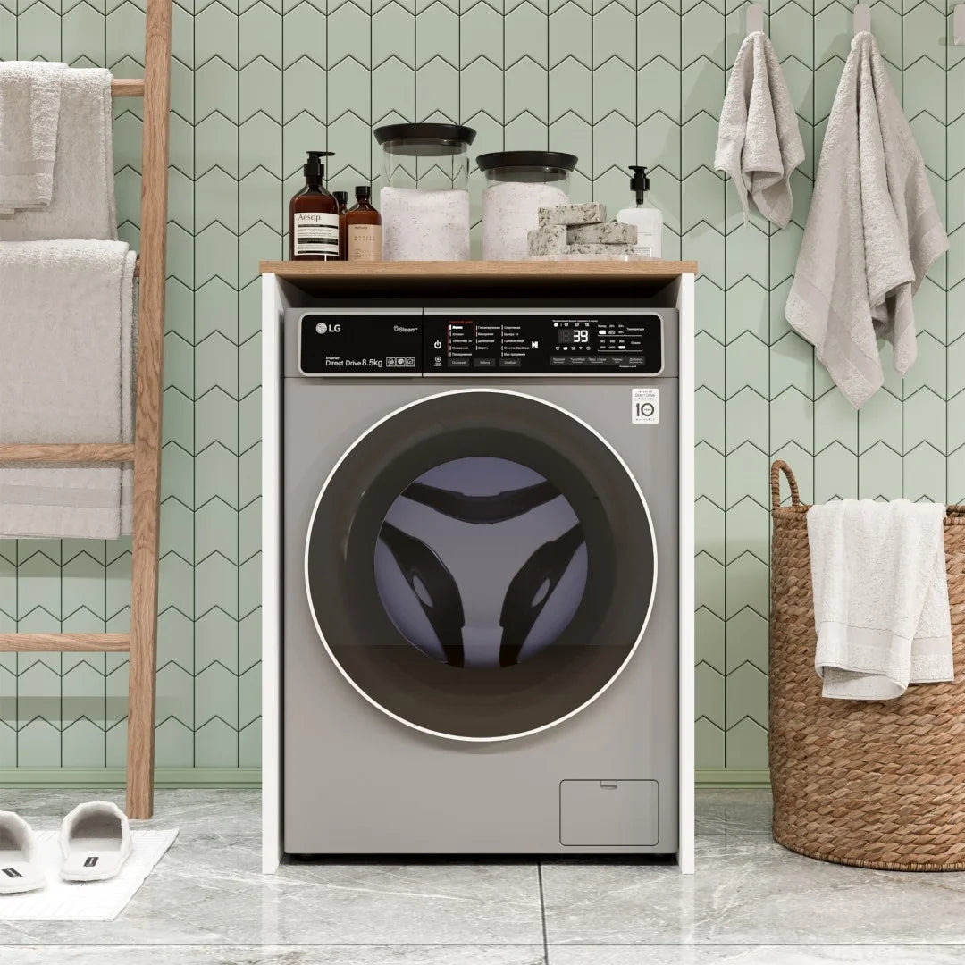 Шкаф за пералня Nord с кош за пране, бял ND10-SW – изображение 3