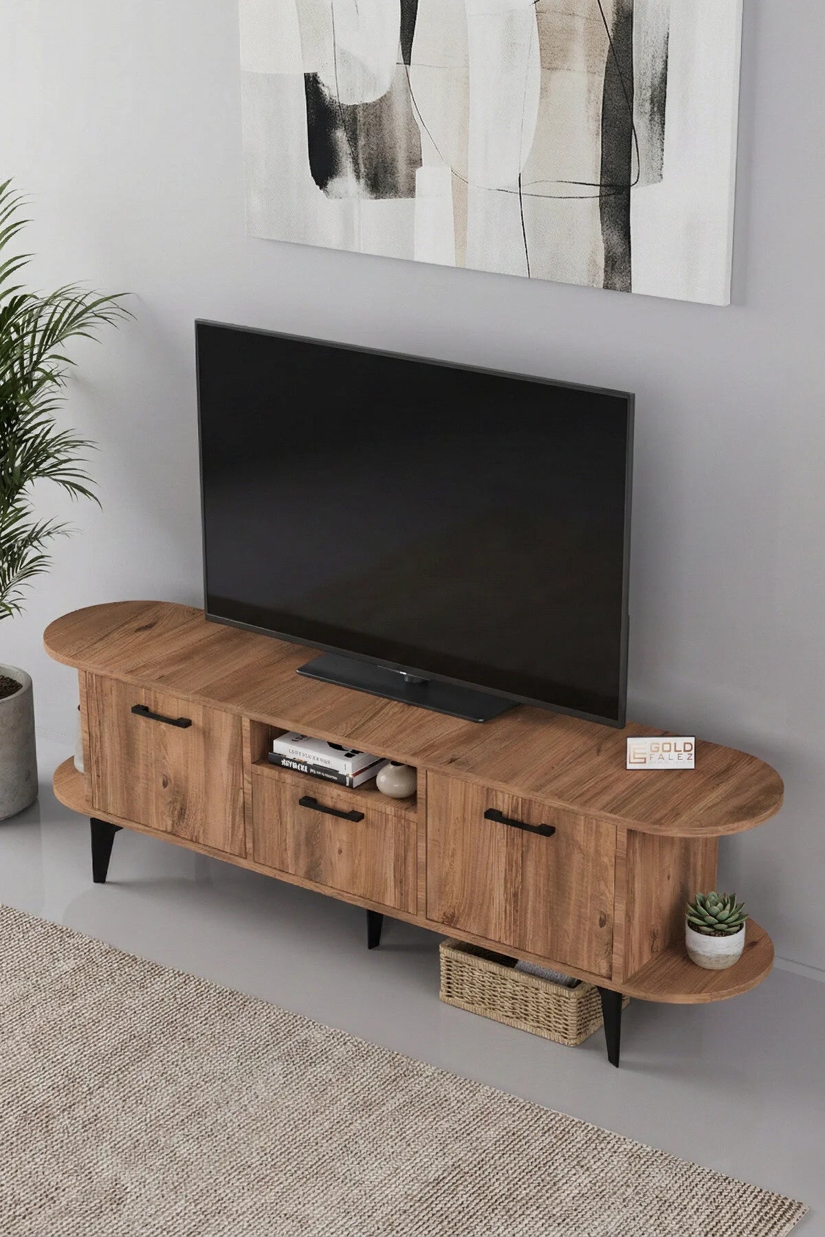 Стойка за телевизор Mira ПДЧ черна 160x35 cm – изображение 5