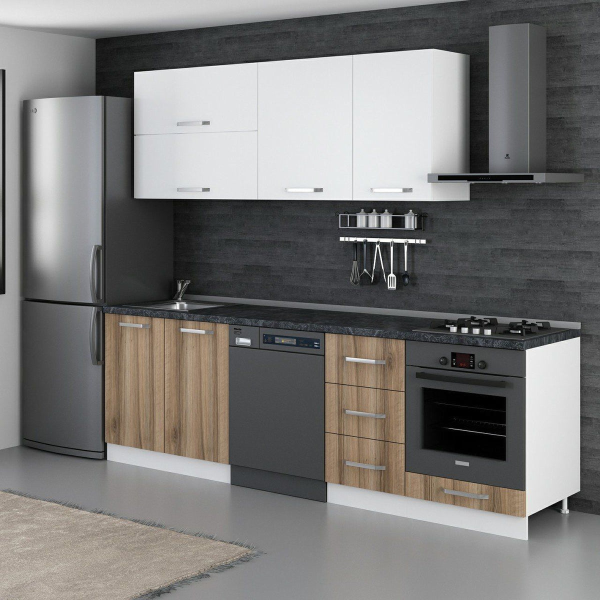 255 Cm Кухненски шкаф бяло злато 255-D14 – изображение 5