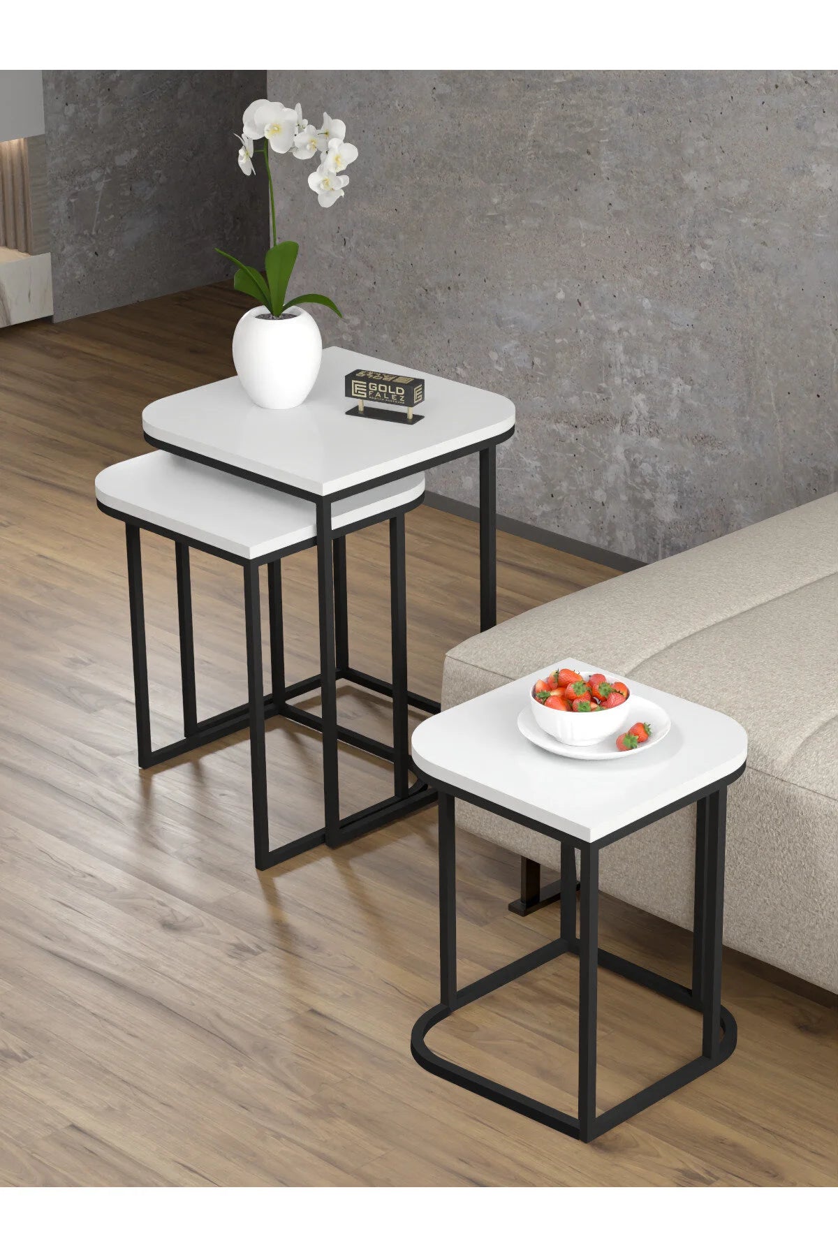 Маса за кафе Damla Nesting Бяла 3 бр – изображение 2