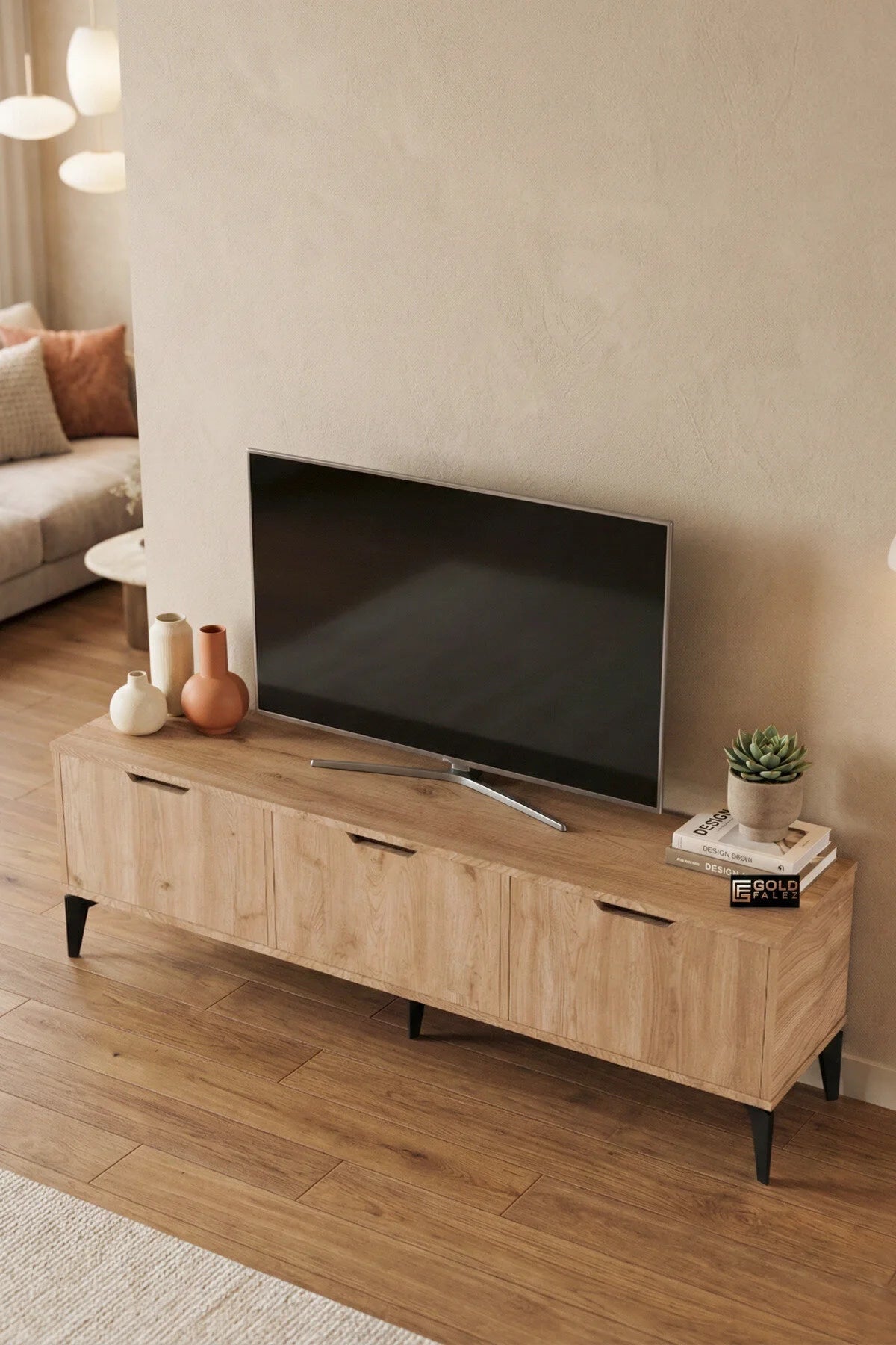 Поставка за телевизор Royal ПДЧ бежово 160x35 – изображение 5