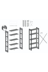İlkal Метална библиотека с 5 рафта Бяла 180 cm - Exxenhouse