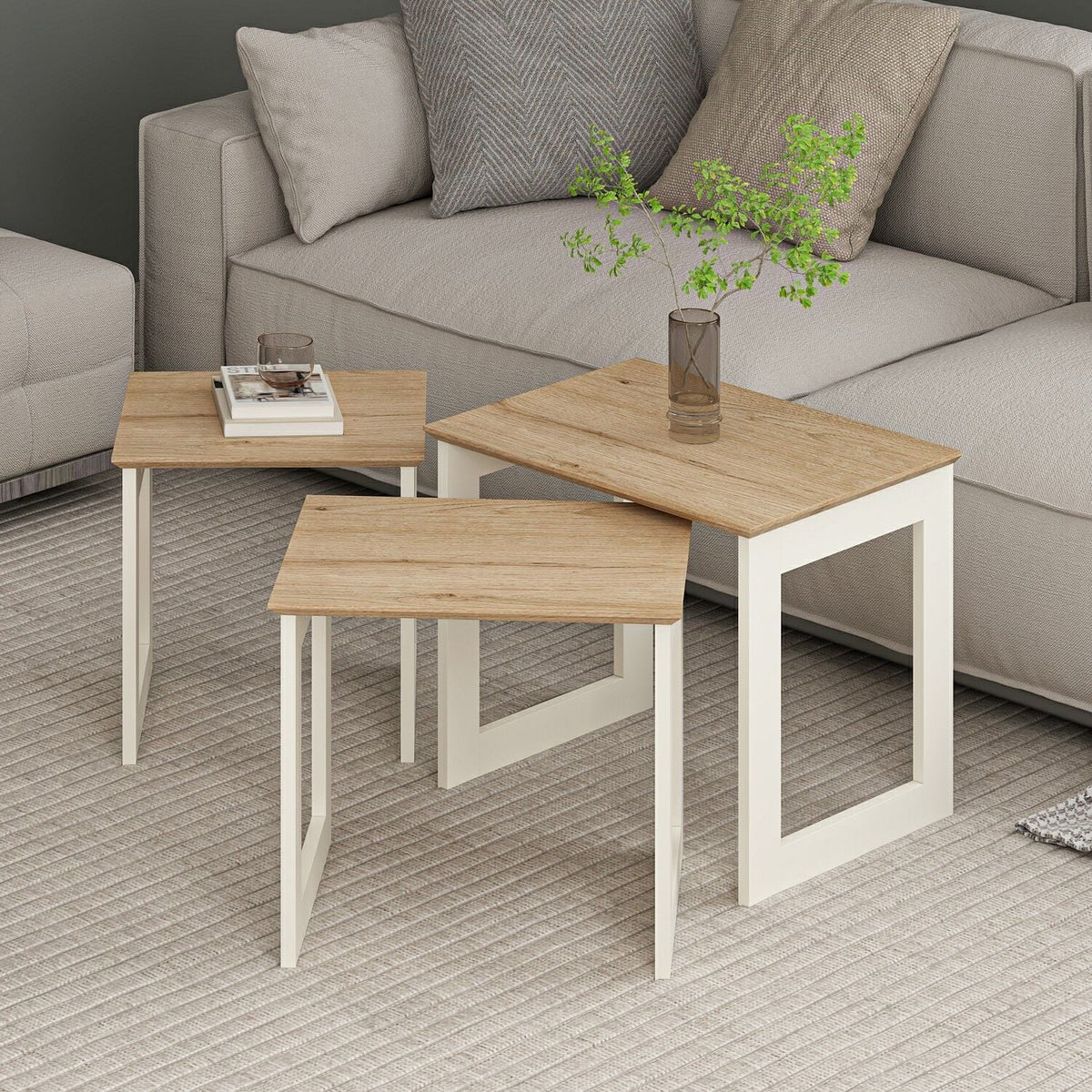 Маса за кафе Marlo Nesting 3бр. - Лунен камък - Дълбока кошница – изображение 5