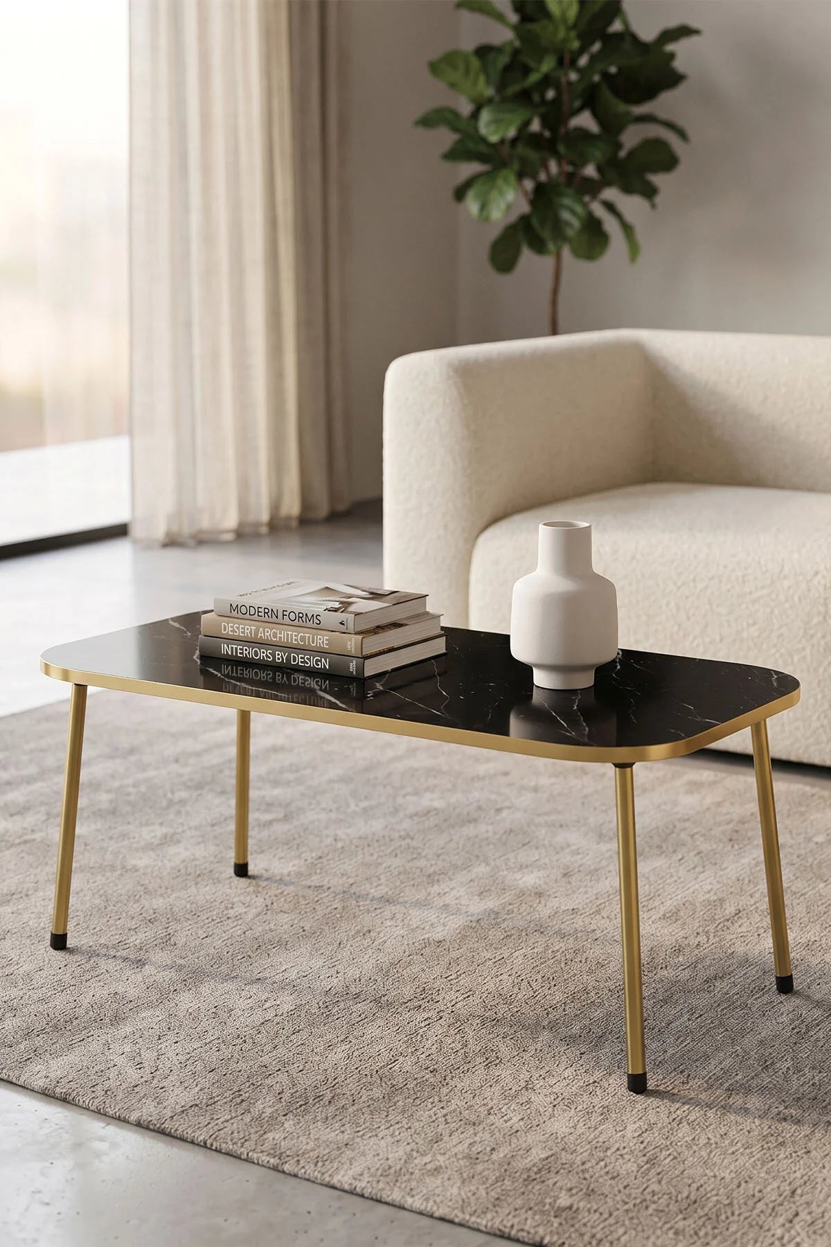 Маса за кафе Bendir Black със златни крака – görsel 4