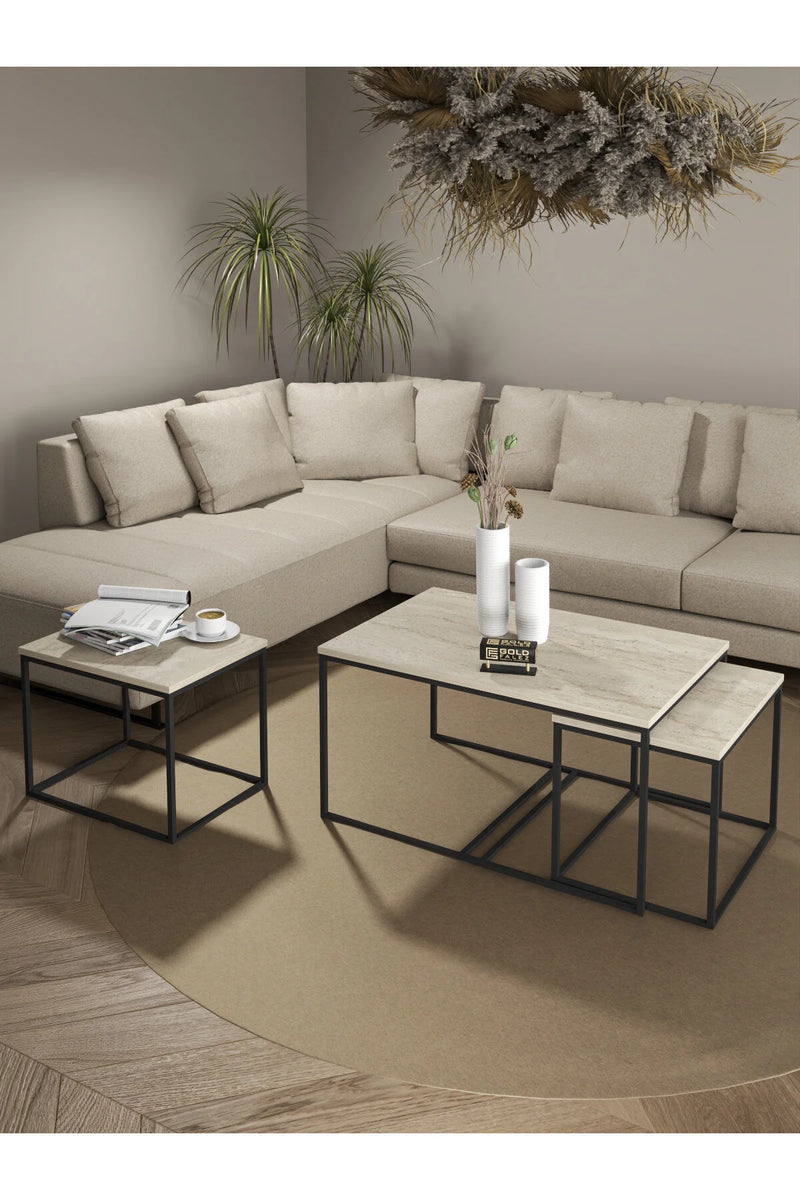 Комплект маси за кафе Flora Travertine Beige Комплект от 4 бр