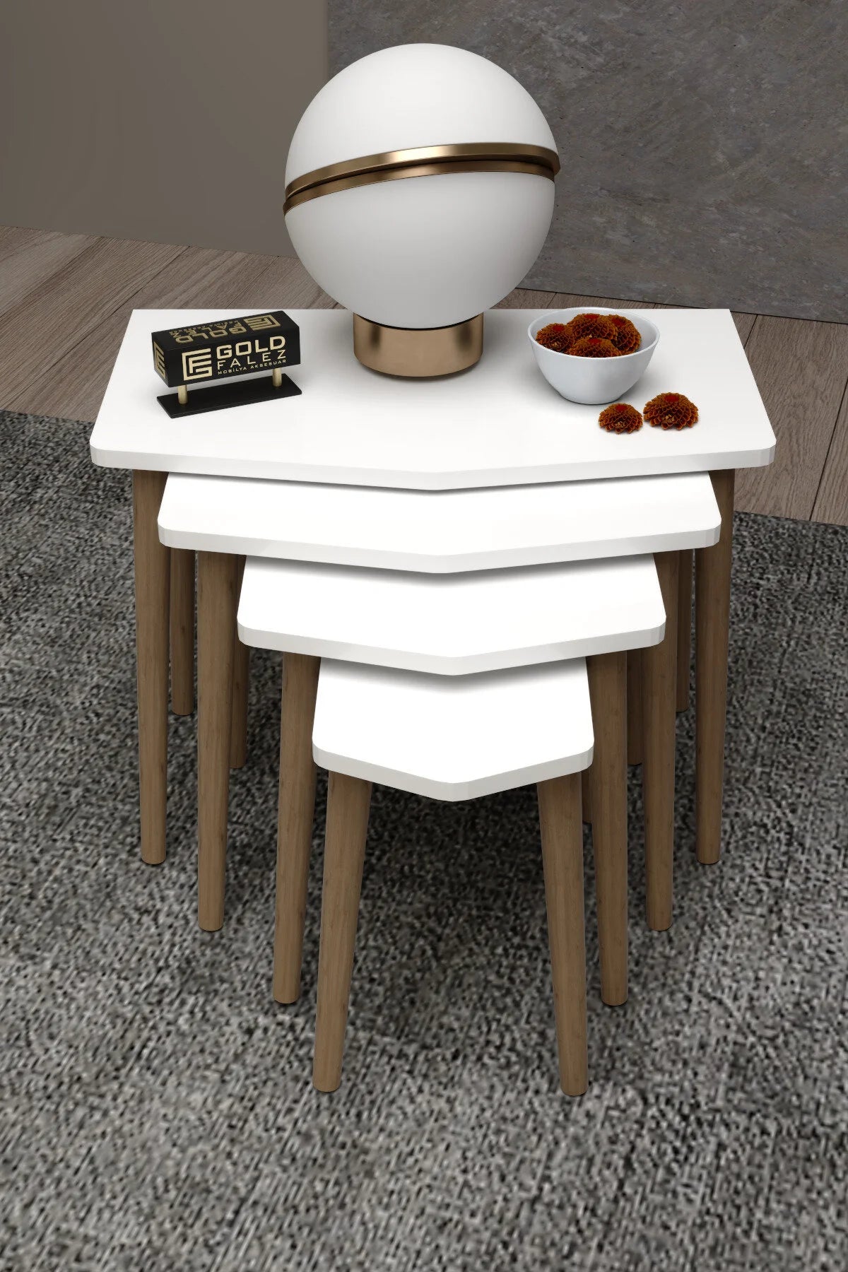 Маса за кафе Elya Nesting Бяла 4 бр