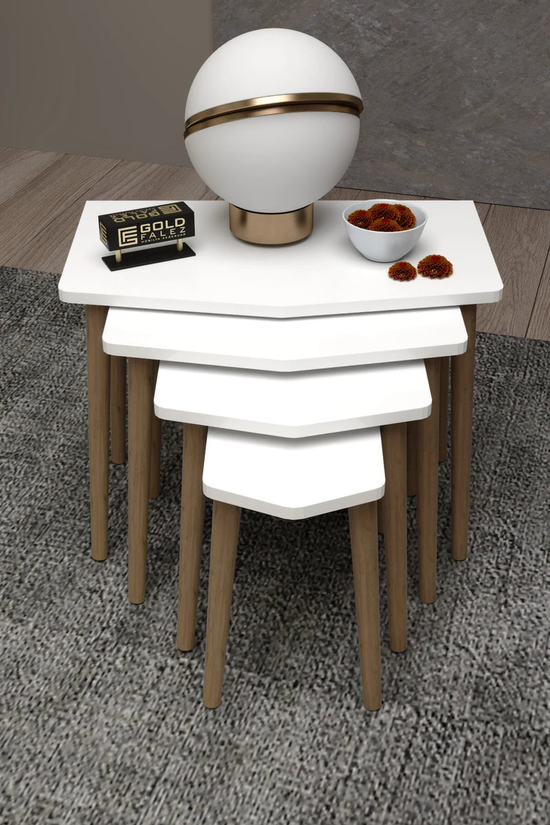 Маса за кафе Elya Nesting Бяла 4 бр