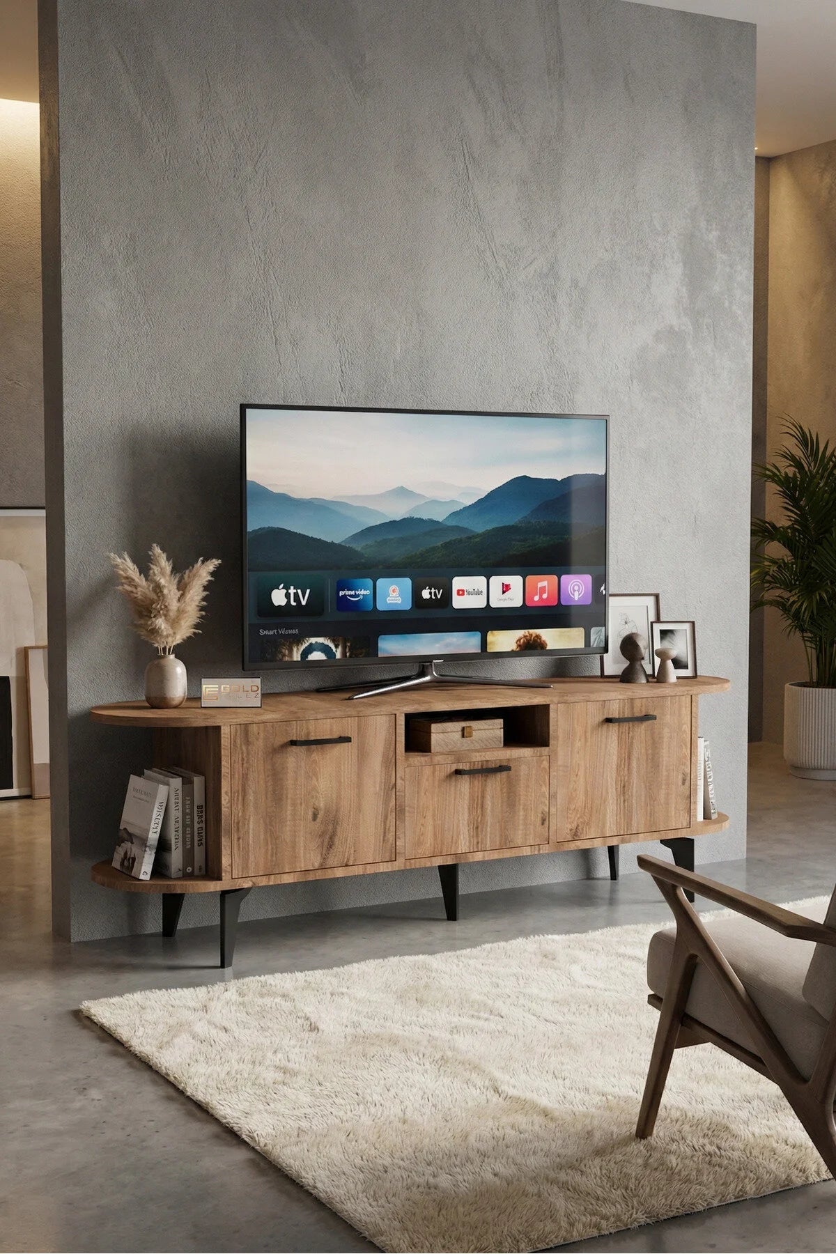 Стойка за телевизор Mira ПДЧ черна 160x35 cm – изображение 4