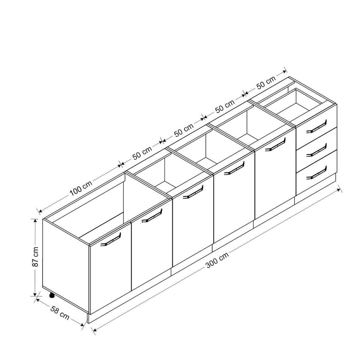 300 Cm Кухненски шкаф бял антрацит 300-A2 – görsel 8