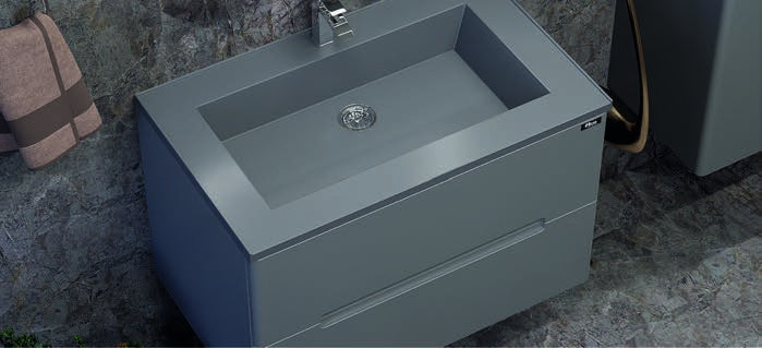 Комплект мебели за баня HCR SAFIR 80 см с гранитна мивка и LED огледало – görsel 2
